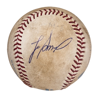1995 Lee Smith Game Used/Signed Career Save #463 Baseball Used on 8/14/95 (Smith LOA)